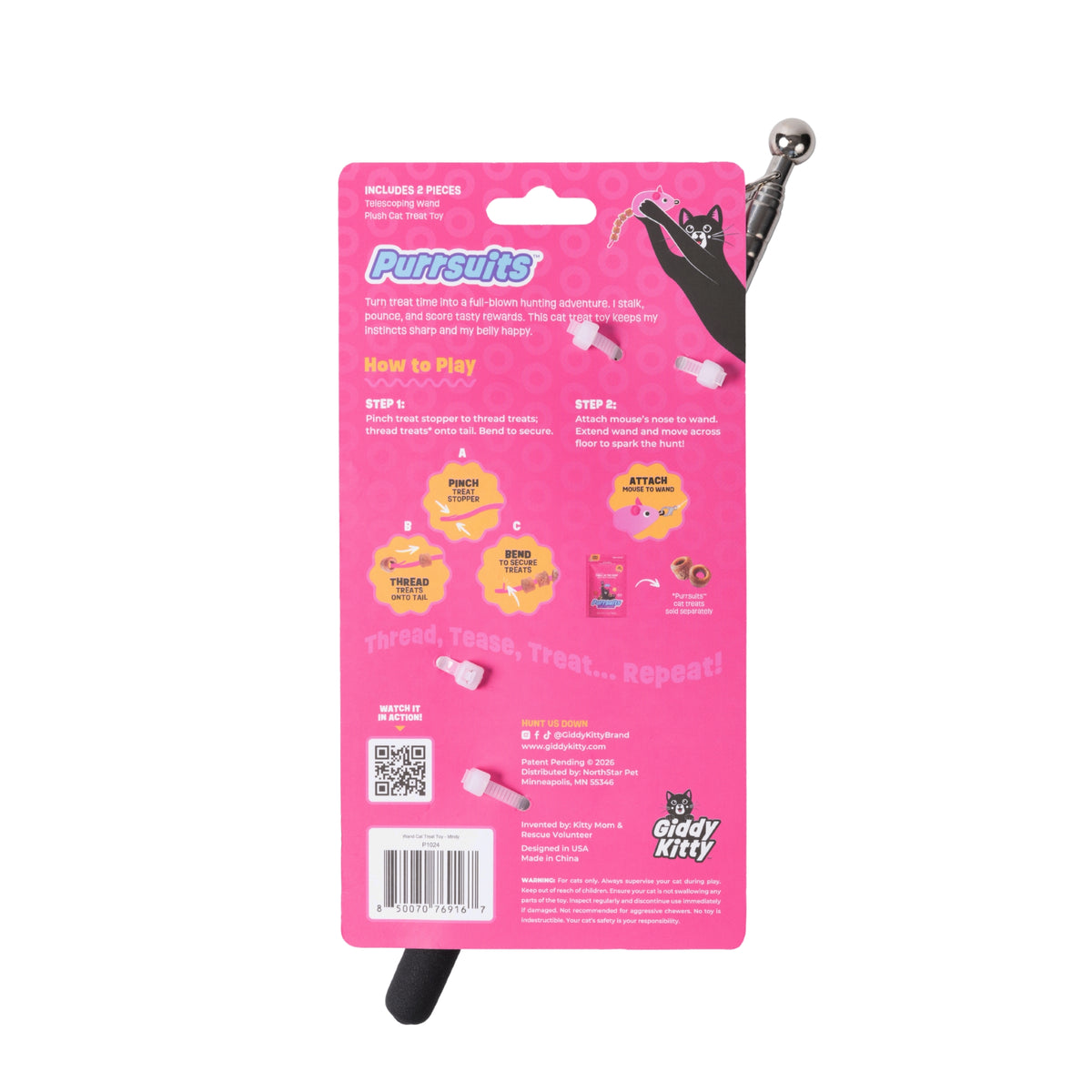 Plush Mouse Wand Cat Treat Toy