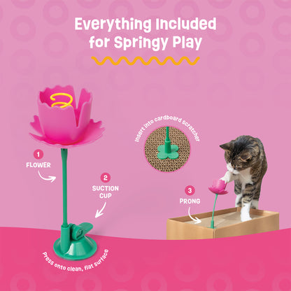 Springy Flower Cat Treat Toy