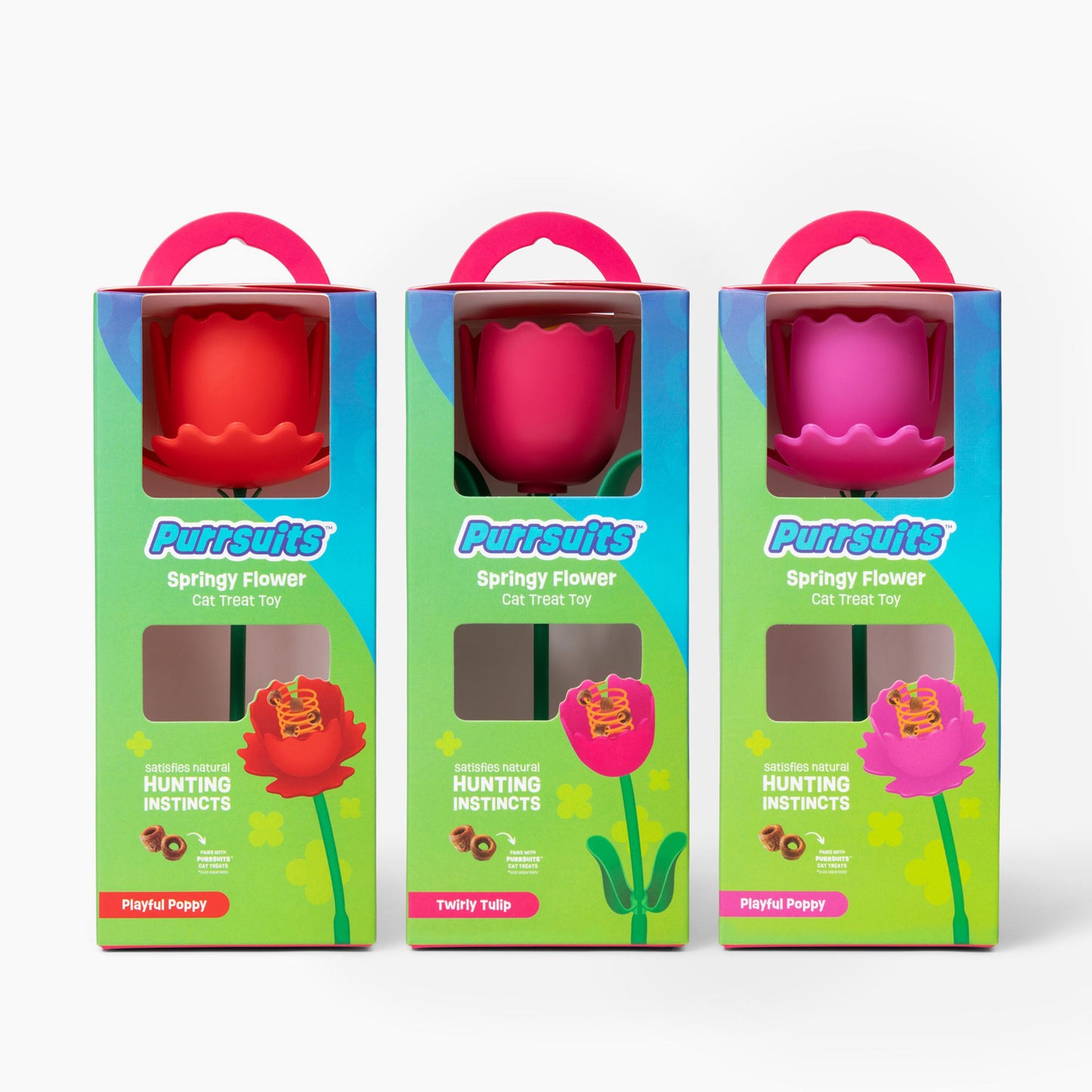 Springy Flower Cat Treat Toy