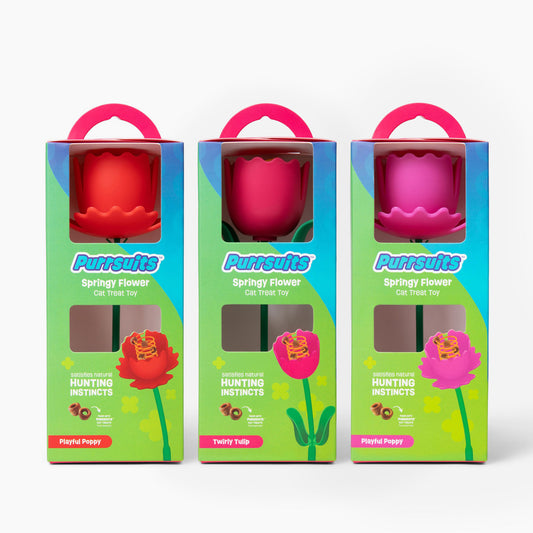 Springy Flower Cat Treat Toy