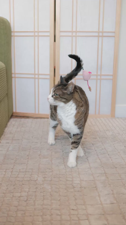 Plush Mouse Wand Cat Treat Toy